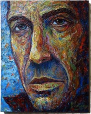 ORIGINAL OIL PAINTING█REALISM POP█ART SIGNED MALE PORTRAIT MAN DECO GUY 30x24