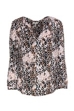 Joie - Black, Pink & White Leopard Printed Silk Blouse Sz M picture