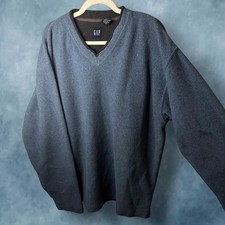 Vintage GAP Blue Gray V-Neck Fleece Sweatshirt picture