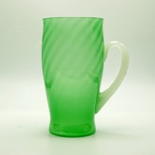 Rare Signed F. CARDER STEUBEN Jade Green & Alabaster Uranium Glass Tumbler picture