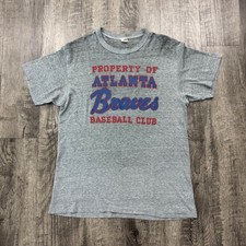 Vintage 70s Hanes Atlanta Braves Paper Thin Worn Distressed T-Shirt MLB Baseball picture