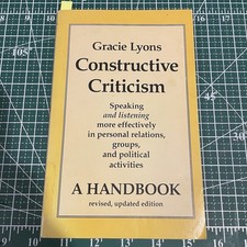 Constructive Criticism A Handbook Gracie Lyons 1983 Wingbow Press Softcover picture