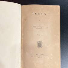 Alfred Tennyson Poems Vol I 1868 Ticknor & Fields Leather Illustrated Boston picture