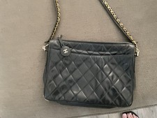 CHANEL Black Quilted Shoulder Bag Zip Gold Chain Strap Detachable Logo picture