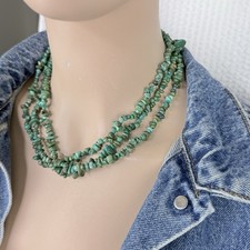Sterling Silver Blue & Green Turquoise Multi Strand Tribal Southwestern Necklace picture