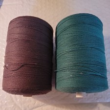 2 new 1.1 pound tubes 8/4 cotton seine twine 1 brown 1 dk green about 740 yds ea picture