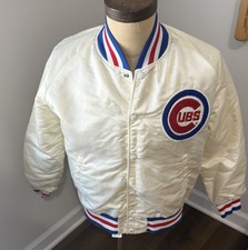 Vintage Pyramid Chicago Cubs MLB Satin White Bomber Jacket Adult / Men Small picture