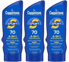 Coppertone Sport Sunscreen Lotion 4 in 1, SPF 70, 7 oz, 05/2027, PACK OF 3 picture