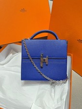 AUTH Hermes Cinhetic 18 Bleu Electrique Chevre Palladium Hardware Bag picture