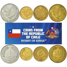 Chile 4 Coin Set 1 2 5 10 Centésimos | KM 192 193 191 193 | 1960 - 1970 picture