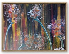 Abstract Expressionist Flowers 8x10 Original Painting Canvas Acrylic WACHTEL picture