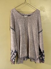 ODDY Women’s Heather Pink Gray Drab Green Geometric Design Sweater Size M/L picture