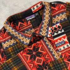 Rare Patagonia Y2K Patchwork Fair Isle Fleece Quarter Zip Women's L Vintage picture