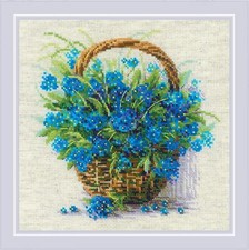 Riolis Counted Cross Stitch Kit Forget Me Nots in a Basket R2170 picture