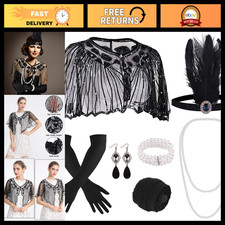 1920s Flapper Gatsby Accessories Set - 10 Pieces Vintage Costume Jewelry for Wom picture
