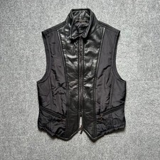 JULIUS Donna Karan Lamb Leather Nylon Vest Black Riri Swiss Zipper Men Size M picture