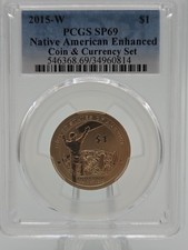Rare Sacagawea $1 Coin 2015 W, Shoshone / Mohawk Ironworkers/ PCGS SP69 Enhanced picture