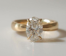 1.56CT Oval Cut Natural Diamond Solitaire Ring 14K Yellow Gold Engagement Size 7 picture