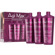1L 3PCS Agi Max Brazilian Natural Keratin Hair Treatment Kit Straightening Curls picture