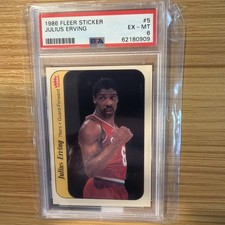 1986-87 Fleer Julius Erving Stickers #5 76ers PSA 6 picture