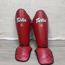 Fairtex SP5 Shin Pads Guards Red Adult S Muay Thai Protection Kickboxing MMA picture