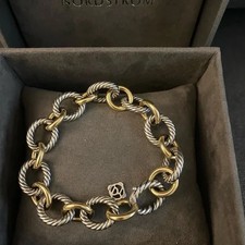 DAVID YURMAN sterling silver 925 with gold Oval Link Cable Chain bracelet picture