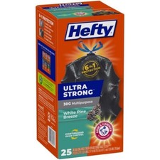 Hefty Ultra Strong Large Trash Garbage Bags 30 Gallon, 25pc Pine Breeze picture