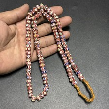 Vintage Venetian Chevron Glass Bead Necklace Old African Trade Beads picture