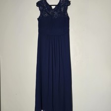 Ever-Pretty 16 Navy Blue Lace Chiffon Maxi Dress Beaded Formal Gown NWT picture