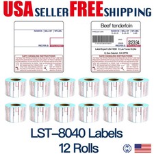 LST-8040 Printing Scale Label 58x60 mm UPC/Safe Handling 12 Rolls D Economy Type picture