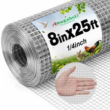 Amagabeli Hardware Cloth 8 inch x 25 ft 1/4 Inch Galvanized Wire Mesh Small A... picture