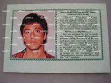 1983 Scarface Tony Montana Green Card Screen Accurate Prop Replica Al Pacino picture
