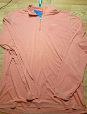 Orvis Trout Bum Men's XL Orange Cotton 1/4 Zip Mock Neck Fishing Pullover picture