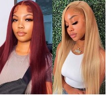 13x6 HD Lace Front Wigs for Women – #27 Blonde & 99J Red Straight Human Hair picture
