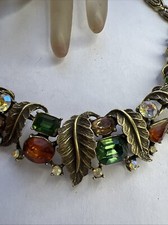 VINTAGE UNSIGNED ALFRED PHILLIP ERA  RHINESTONE FRUIT SALAD NECKLACE picture