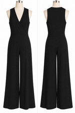 Theory Women’s Black Sleeveless Jersey Jumpsuit Scoop Neck Stretch Pullover S picture
