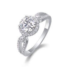 Moissanite Engagement Ring 925 Sterling Silver CZ Pave Solitaire Fifty8 picture