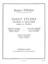 20 Etudes D'apres Kreutzer Adaptees Pour Xylophone (percussion Solo) picture