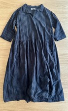 Ichi Antiquities Blue Plaid Linen Dress Japan One Size picture