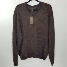 Tasso Elba Mens V-Neck Waffle Knit Sweater Espresso Brown Size XL NWT picture