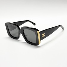 CHANEL CH5435 Black Square Sunglasses Gray Lens Women's 53-22-140 New picture