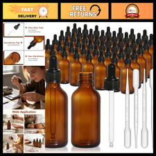 48 Pack 2oz Amber Glass Dropper Bottles, 30ml Leakproof Essential Oil Vials picture