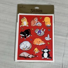 HTF Vintage 1985 Hallmark Cats Stickers Cartoon Red 4 Sheets Sealed picture