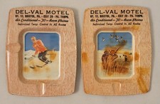 Two Vintage Del-Val Motel Metal Advertising Ashtrays Bristol, PA Circa 1950s picture