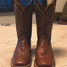 Ariat Men's Brown Genuine Full Quill Ostrich Western Boots 10EE picture