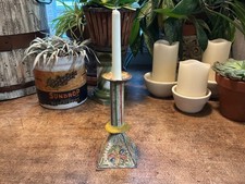 Antique Early Primitive Painted Metal Candlestick late 1700’s picture