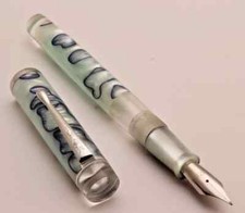 Mohi Harmony Sky Blue Marble Premium Acrylic Fountain Pen + Purple Ink Bottle picture