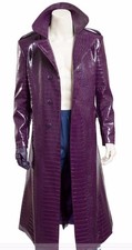 Joker Jared Leto Suicide Squad Halloween Purple Faux Leather Coat Fast Shipping picture