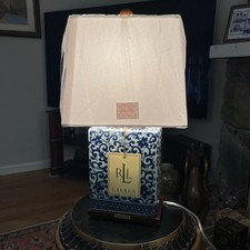 Ralph Lauren Table Lamp Blue & White Porcelain NWT NEW 17” Vintage Style  picture