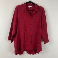 Habitat Clothes to Live in Toggle Button Asymmetric Tunic Large Red 3/4 Sleeves picture